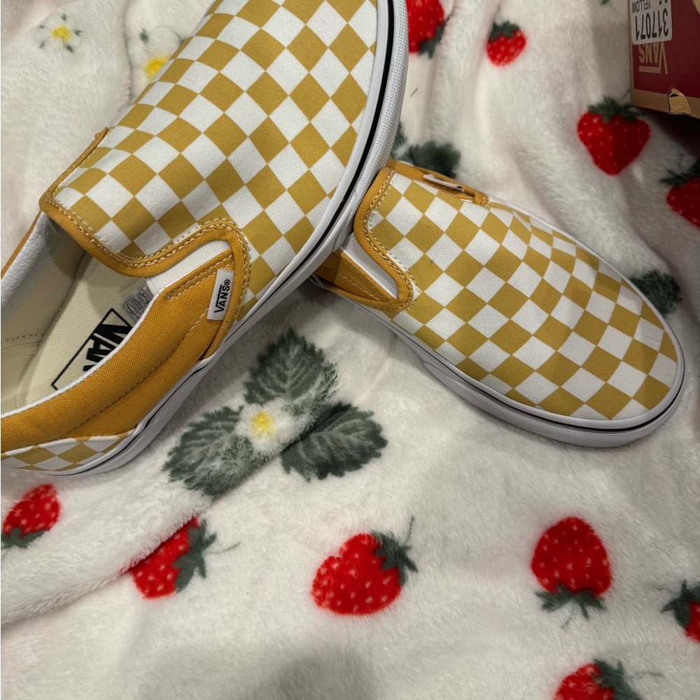Vans Yellow Checkered Slip-On Sneakers